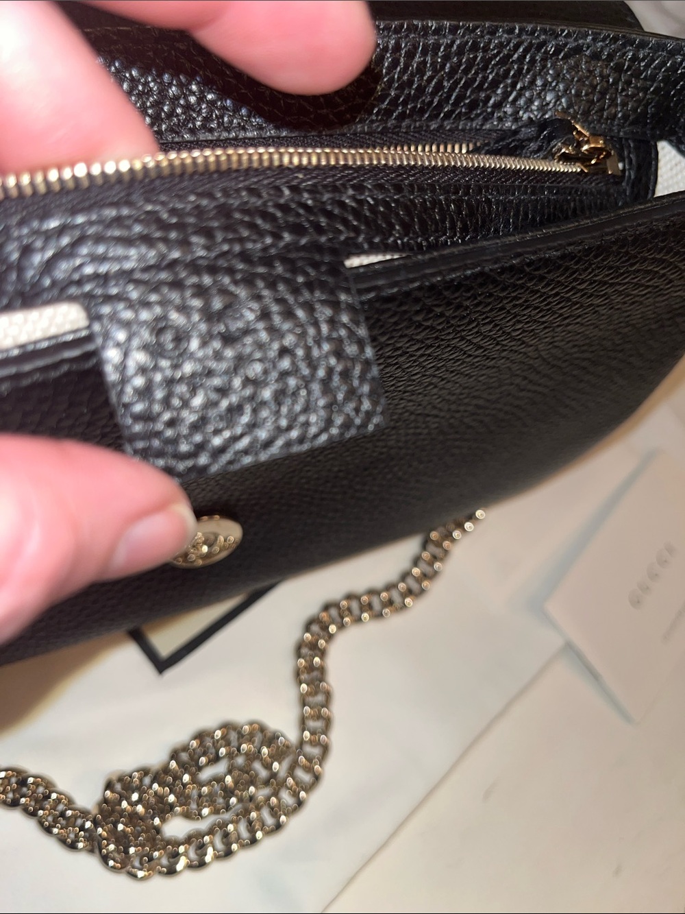 Authentic Gucci Black Pebbled Leather Crossbody with Tassel and Chain - Picture 7 of 7